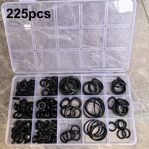 225PCS O Rings Assortment Kit, Heat & Oil Resistant Rubber O Rings ...