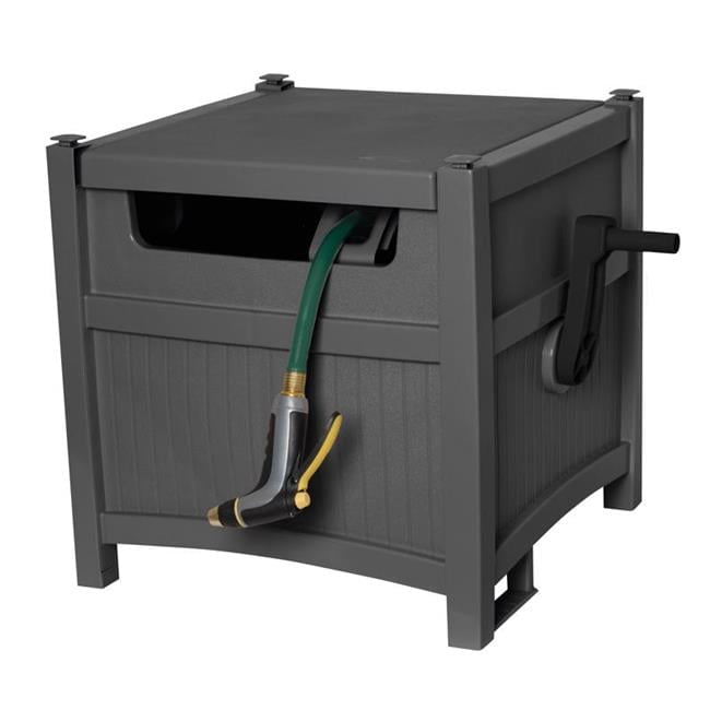 Suncast Gray Resin Retractable Free Standing Hideaway Hose Reel