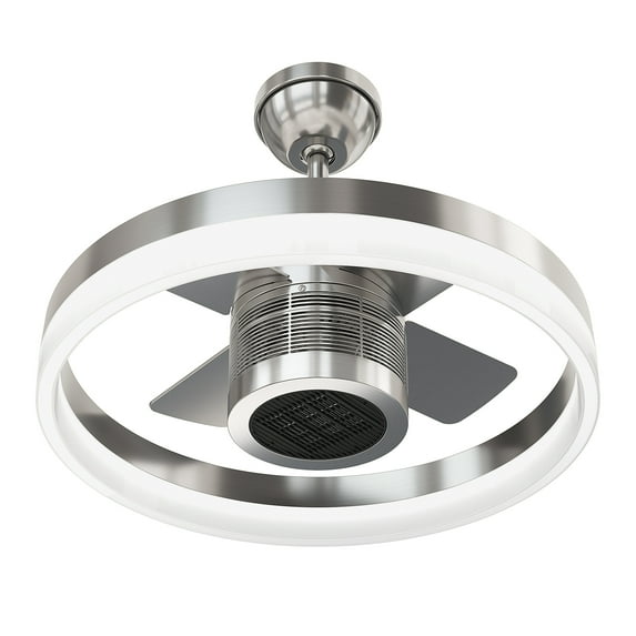 SkyX SkyFan Aluminum 4-Blade 24in LED Fandelier with Built-in Turbo Heater in Brushed Nickel