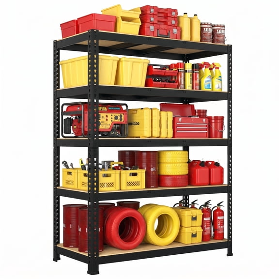 2250LBS Storage Shelves 5 Tier Garage Shelving 47.1" W x 18" D x 71.1" H Heavy Duty Adjustable Garage Shelves for Pantry Warehouse Closet