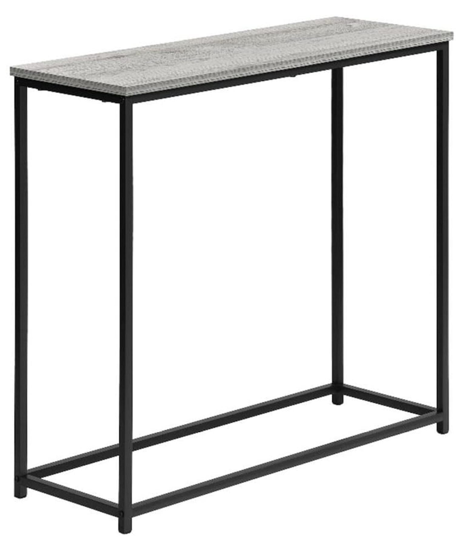 Gray Laminate and Black Metal Rectangular Console Table