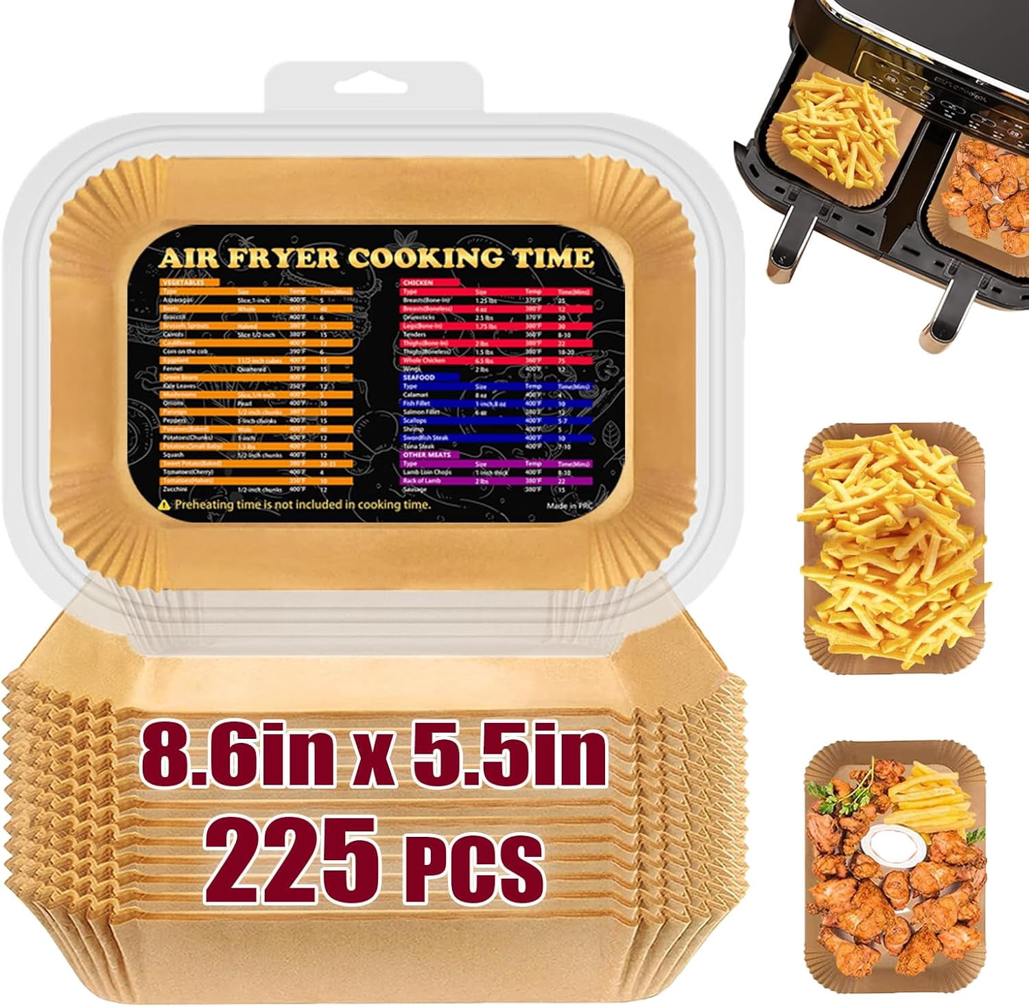 Air Fryer Liners for Ninja, Airfryer Liners Disposable for Ninja Dual DZ201/DZ401/DZ550/SL401, Air Fryer Paper Liners for Bella 4Qt and 6 Quart Dual Basket, Air Fryer Parchment Paper Liners