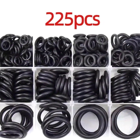 225PCS O-Ring Assortment Kit, 18 Sizes Heat & Oil Resistant Sealing Gaskets, NBR Rubber Washers Set Replacement Tool for Automotive Plumbing Faucet Repair, Car Accessories