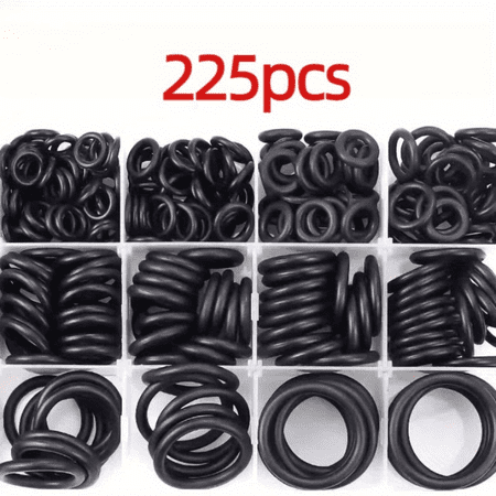 225PCS Rubber O-Ring Assortment Kit, 18 Sizes NBR Sealing Gasket Set, Oil-Resistant & Heat-Resistant Nitrile Rings for Plumbing, Automotive & Faucet Repair