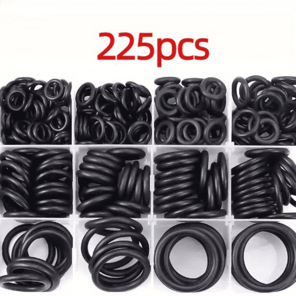 225PCS Rubber O-Ring Assortment Kit, 18 Sizes NBR Sealing Gasket Set, Oil-Resistant & Heat-Resistant Nitrile Rings for Plumbing, Automotive & Faucet Repair