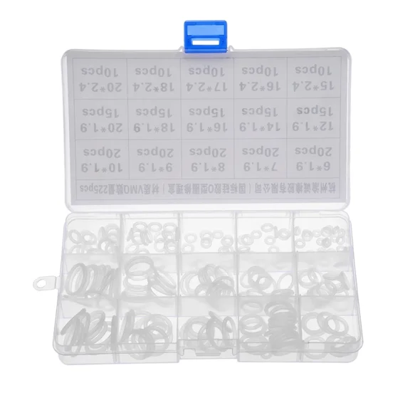 225Pcs 15 Size O-Ring Assortment Kit Diy Sealing Gasket Set Silicone Rubber