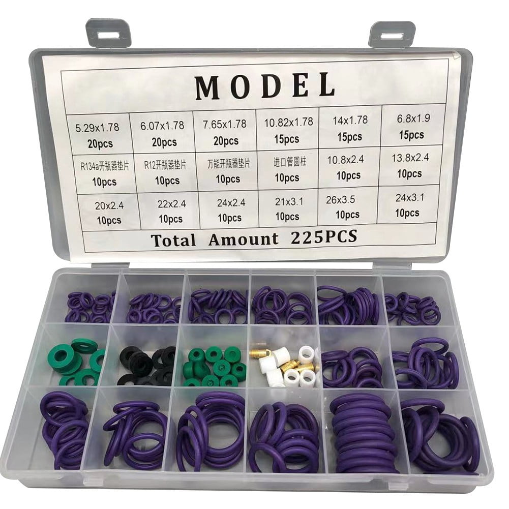 225Pcs Car Air Conditioning R22/R134A Repair Compressor Seal O-Ring ...