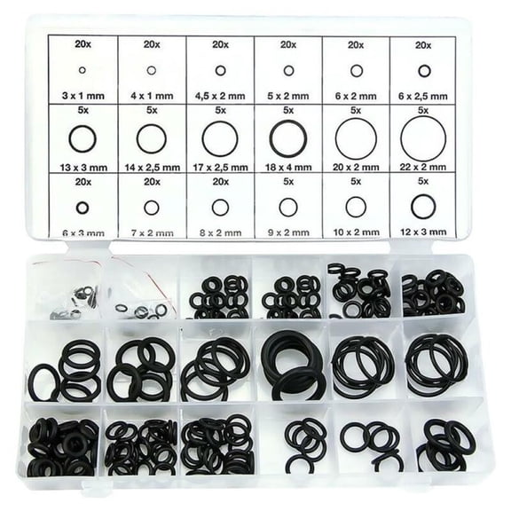 225Pcs Rubber O Ring Assortment Kit Hydraulic Pipe Gasket Seal Set