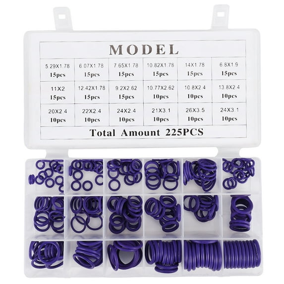 225Pcs Seal O-Ring R22 R134A Air Conditioning O-Ring Rubber Washer Assortment Car Accessories