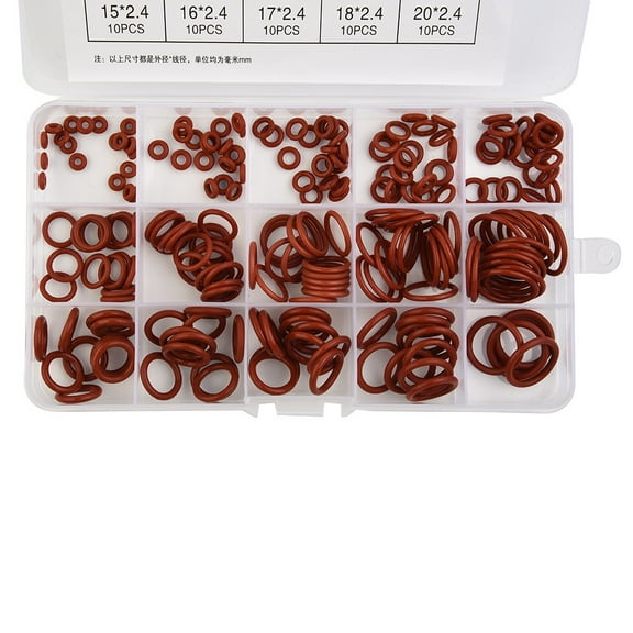 225Pcs Silicone Rubber O-Ring Assortment Kit Metric Vmq Sealing Gasket Set Red