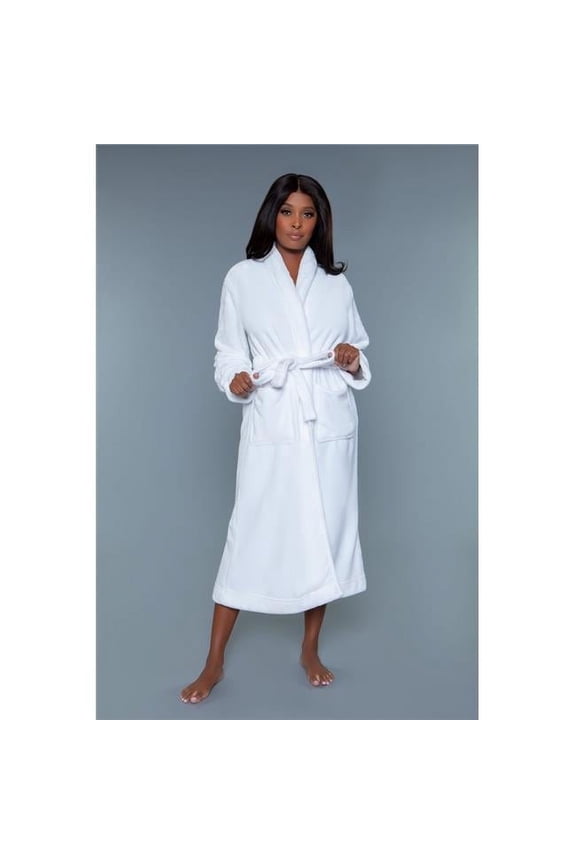 2260-WH-S-M Helena Full-Length Plush Robe, White - Small & Medium