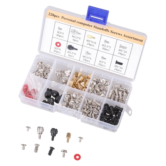 228/280/360Pcs Computer Screws Standoffs Set for Hard Drive Computer Case Motherboard Fan Power Graphics Mounting
