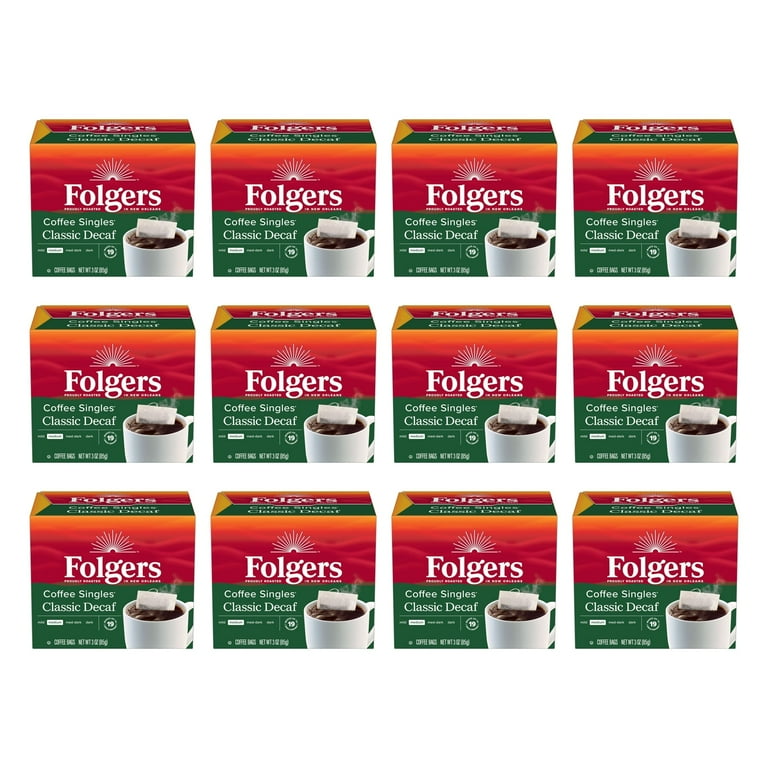 Folgers Coffee Singles Classic Decaf, 228 Count, Medium Roast