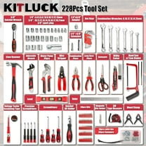 228-Piece Home Tool Kit - Portable Toolbox with Screwdriver, Wrench, Plier, Socket, Hex Key, Rule, Saw, Knife, and More for Home & Car Repairs