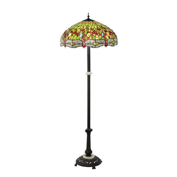 228851 Meyda 62" High Tiffany Hanginghead Dragonfly Floor Lamp