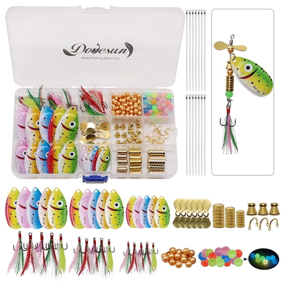 228PCS Inline Spinner Bait Making Kit with Smile Blades, DIY Fishing Lure Kit with Box