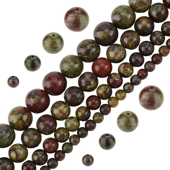 229~233pcs 4mm 6mm 8mm 10mm Natural Dragon Blood Jasper Bead Natural Round Beads Natural Gemstone Beads Loose Beads for DIY Bracelets Necklaces Earrings Jewelry Making