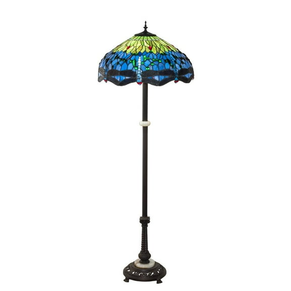 229124 Meyda 62" High Tiffany Hanginghead Dragonfly Floor Lamp
