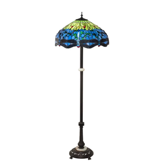 229124 Meyda 62" High Tiffany Hanginghead Dragonfly Floor Lamp
