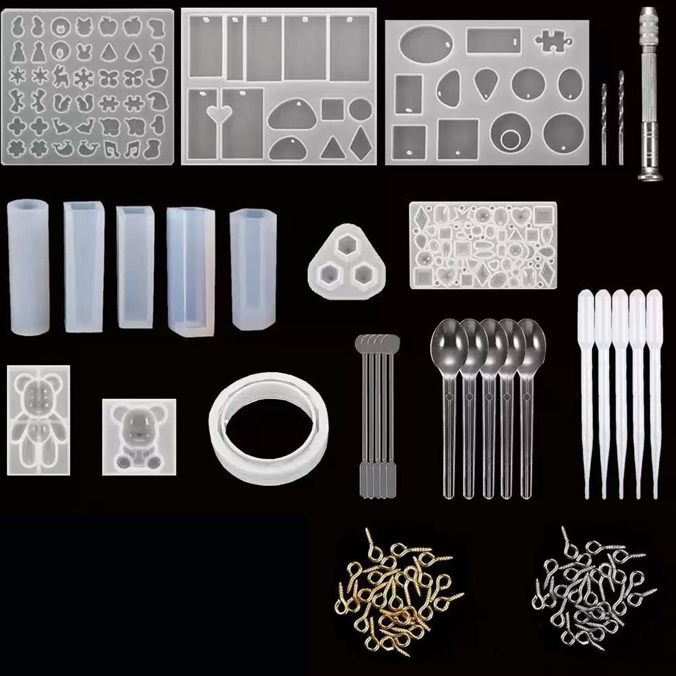 229Pcs Silicone Resin Molds Kit, DIY Jewelry Casting Molds Tools Set For Bracelet Earring Keychain Craft Making