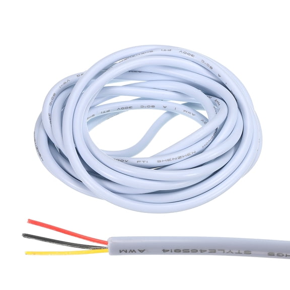 22AWG Electrical Wire 3 Conductors Tinned Copper 9.8Ft Low Voltage Case Flexible Extension Power Cord White