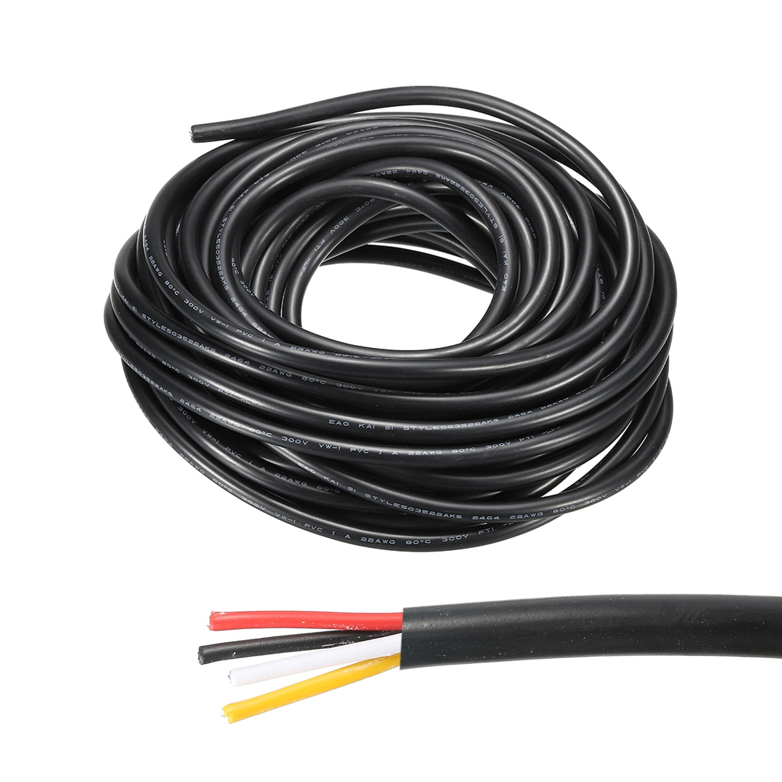 22AWG Electrical Wire 4 Conductors Tinned Copper 32.8Ft Low Voltage ...