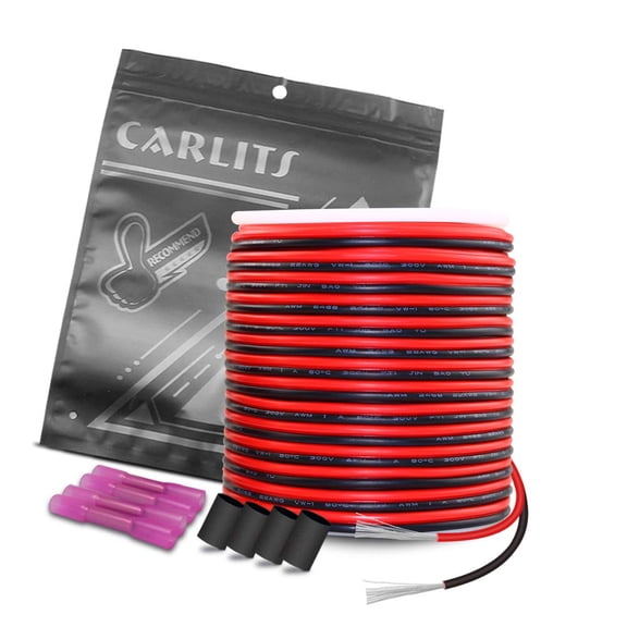 22AWG Stranded Tinned Copper Extension Cable 100FT 30.5M Red Black Electrical Wire for LED Lighting