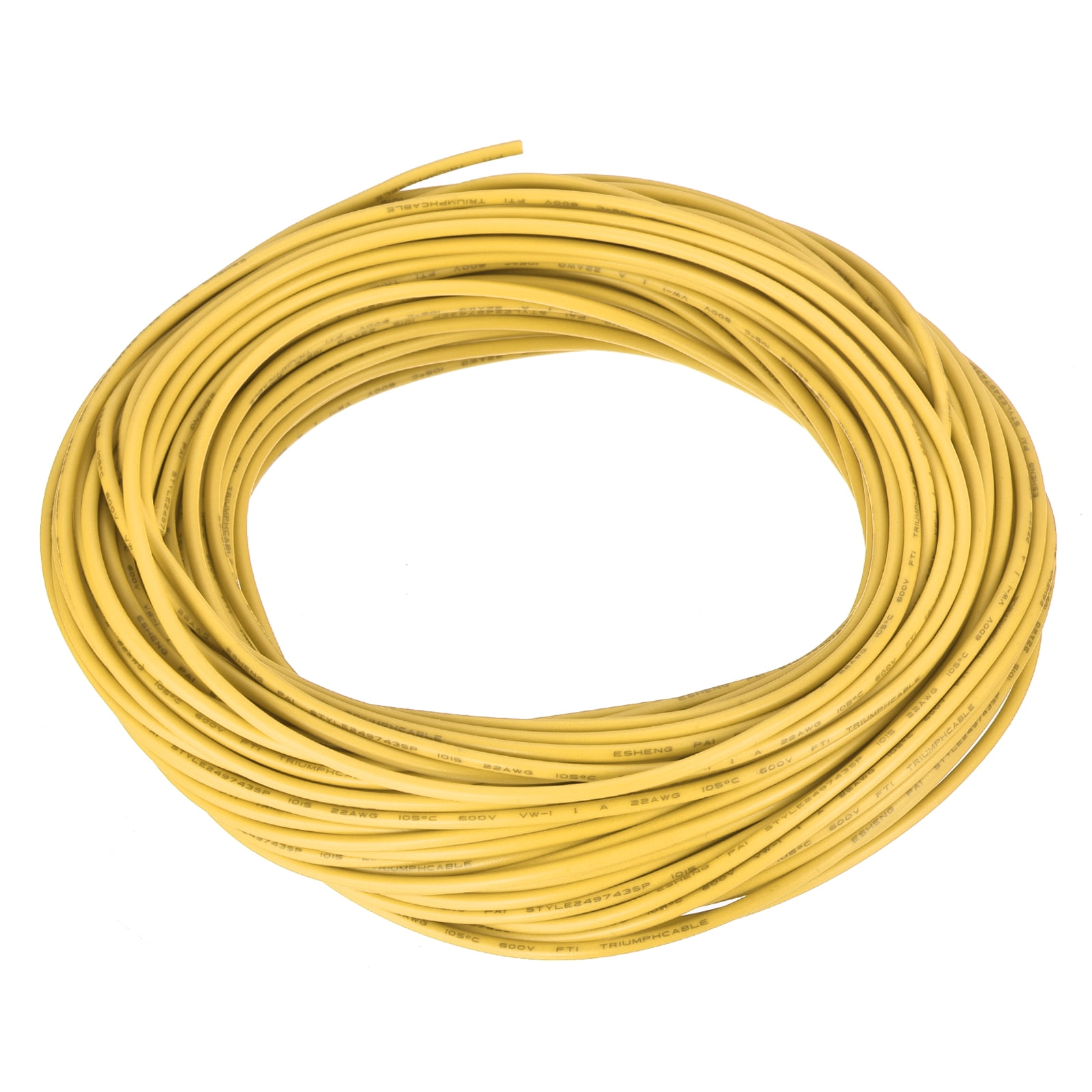 Fil De Câblage 22 AWG – Toronné, Jaune, Isolé PTFE, 25 Pieds, 600 V – Remington