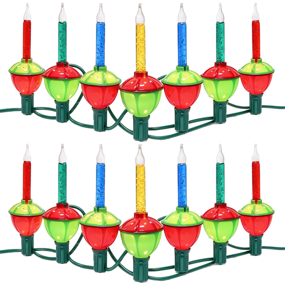 22FT Christmas Bubble Lights, 2 Sets 7 Bubble Light Christmas Tree String Lights with 14 Vintage Bulbs, Fluid Lights, C7/E12 Base, Green Wire, Holiday Christmas Decorations
