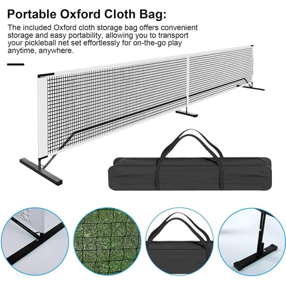 22FT Portable Pickleball Net with Carry Bag Adjustable Badminton Net for Outdoor Indoor Driveway Play