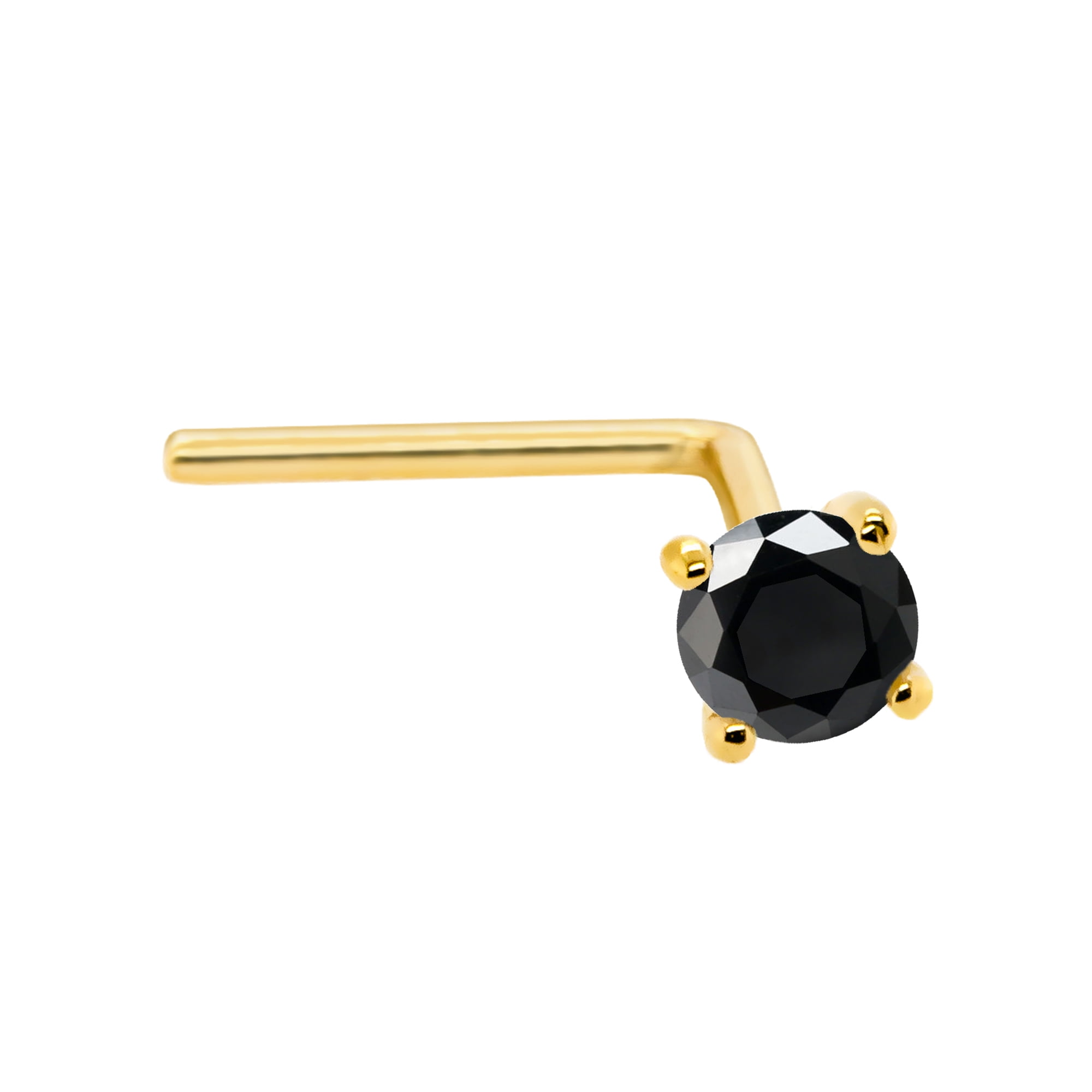 22G Solid 14K Yellow Gold or White Gold L Shape Nose Stud with