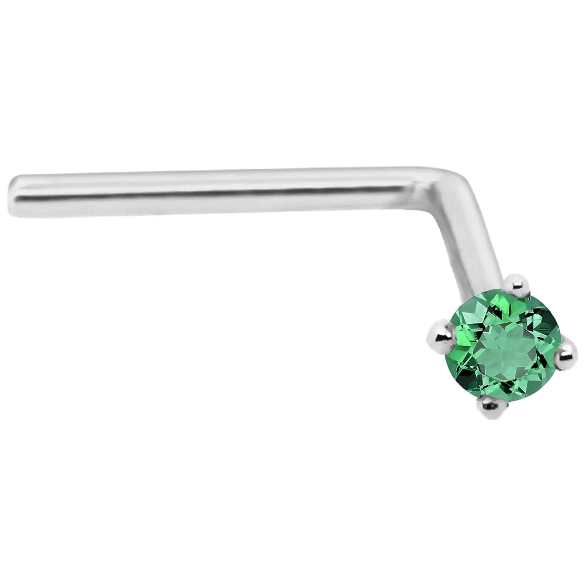 22G Solid 14K Yellow Gold or White Gold L Shape Nose Stud with