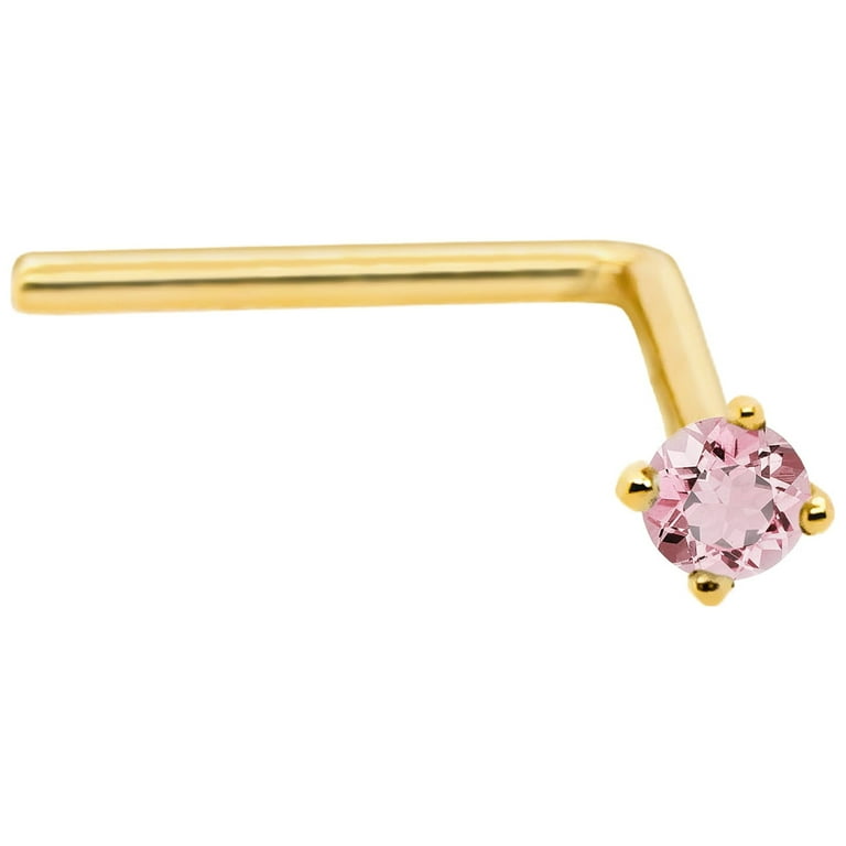 14KT Solid Gold Nose Screw Round Prong Set CZ Nose Ring Pin 14KT Solid Gold Nose Screw Round Prong Set CZ Nose Ring Pin