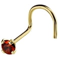 thumbnail image 1 of 22G Solid 14Kt Gold Nose Screw Stud with Prong Set real Garnet Gemstone, 14kt Yellow Gold or 14kt White Gold - January Birthstone Nose Ring-NSYG_GR-2.5MM, 1 of 2