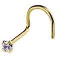 thumbnail image 1 of 22G Solid 14Kt Gold Nose Screw Stud with Prong Set real Tanzanite Gemstone, 14kt Yellow Gold or 14kt White Gold - December Birthstone Nose Ring-NSYG_TZN-1.5MM, 1 of 2