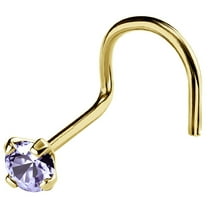 22G Solid 14Kt Gold Nose Screw Stud with Prong Set real Tanzanite Gemstone, 14kt Yellow Gold or 14kt White Gold - December Birthstone Nose Ring-NSYG_TZN-2.5MM