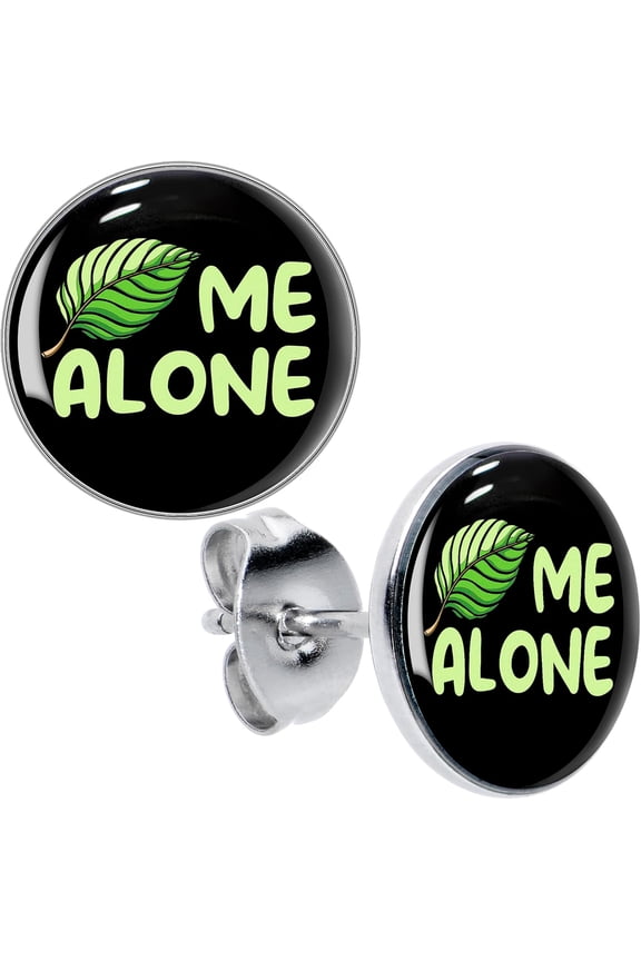 22G Stainless Steel Leaf Me Alone Pierced Stud Earrings Set for Women Men[t791]