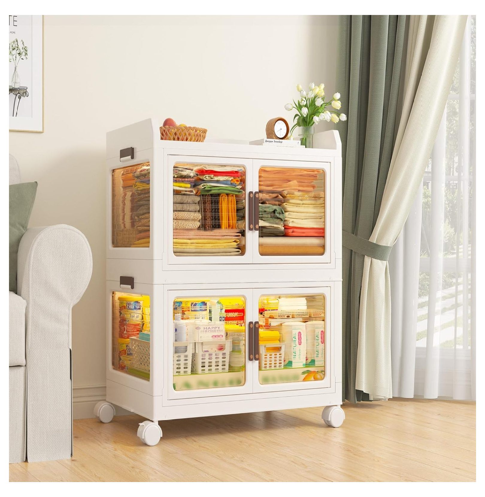 22GAL/88QT Storage Bins with Lids, Stackable Storage Bins with Wheels