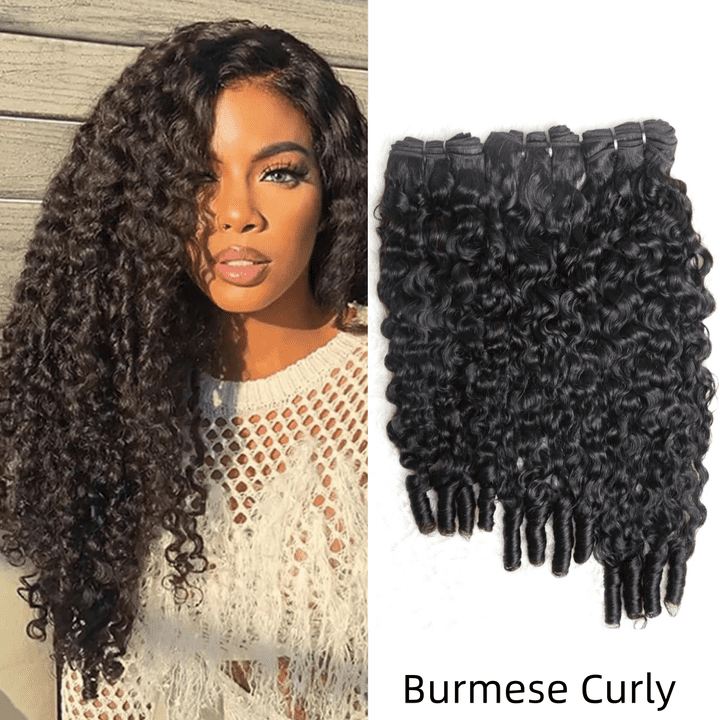 22IN [Ashine] Burmese Curly Water Wave Bundles Human Hair 10A Brazilian Virgin Human Hair 14-42 Inches Bundles Double Weft Bundles Natural Black Color Wet and Wavy Glueless