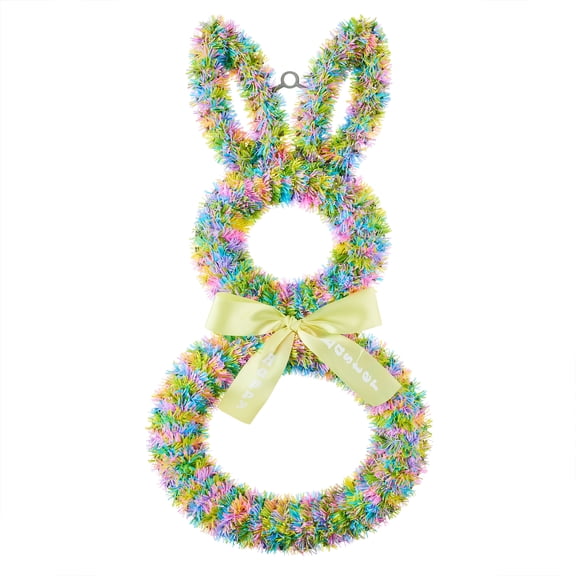 Tinsel Bunny Wreath, Multicolor, 22", Easter by Way To Celebrate