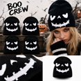 thumbnail image 1 of 22IN Halloween Pumpkin Knit Hat, Jack‑O‑Lantern Skull Cap, Warm Fall Winter Costume Accessory for Men Women Halloween Party &Daily Wear,I, 1 of 7