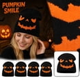 thumbnail image 1 of 22IN Halloween Pumpkin Knit Hat, Jack‑O‑Lantern Skull Cap, Warm Fall Winter Costume Accessory for Men Women Halloween Party &Daily Wear,J, 1 of 6