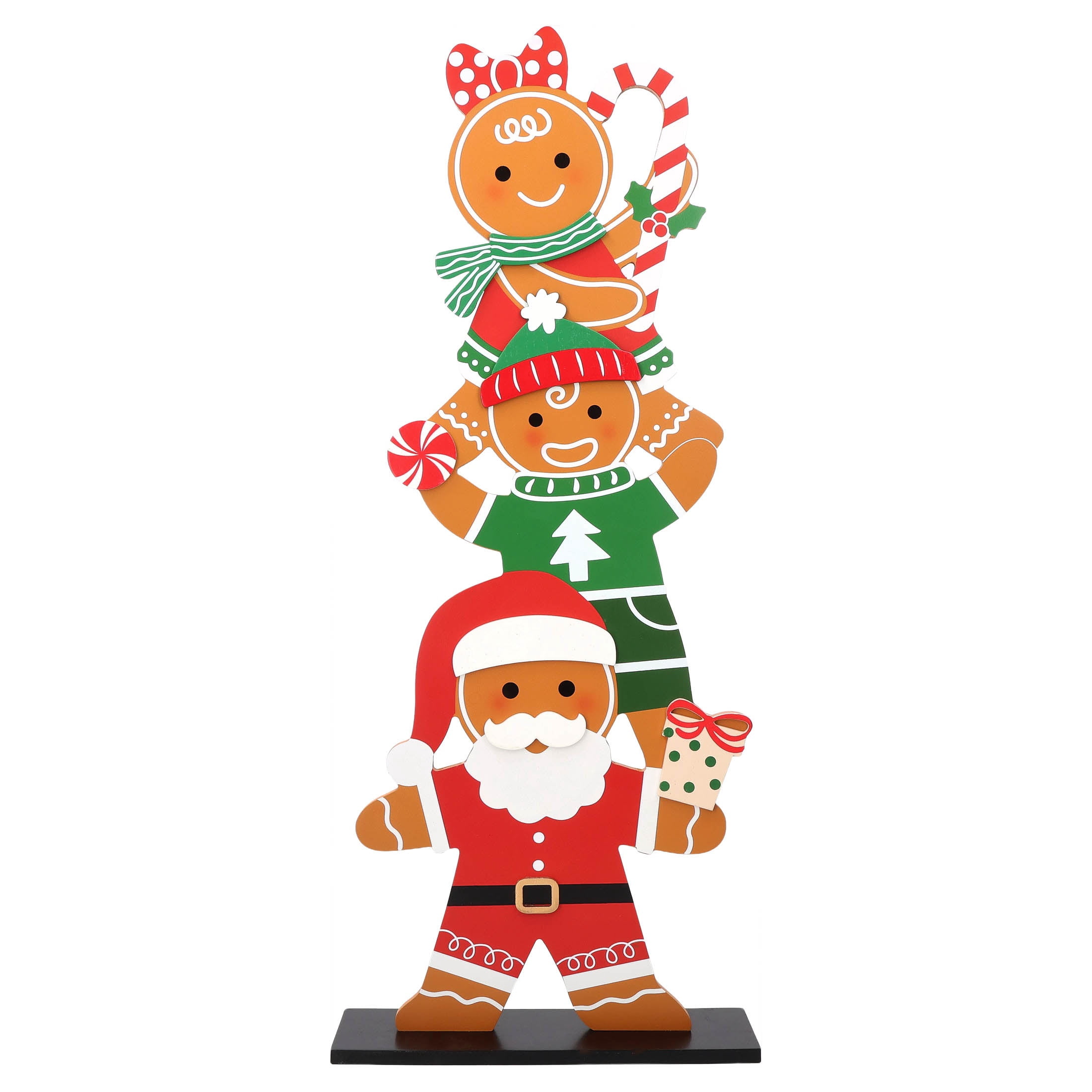Gingerbread Men Stack Christmas Porch Greeter, Multicolor, 22", by Holiday Time