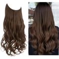 thumbnail image 1 of Aorsher 22Inch Invisible Wire Hair Extensions Halo Hair Extension Medium Brown Long Wavy Synthetic Hairpiece with Transparent Wire for Women Adjustable Size No Clips, 1 of 8