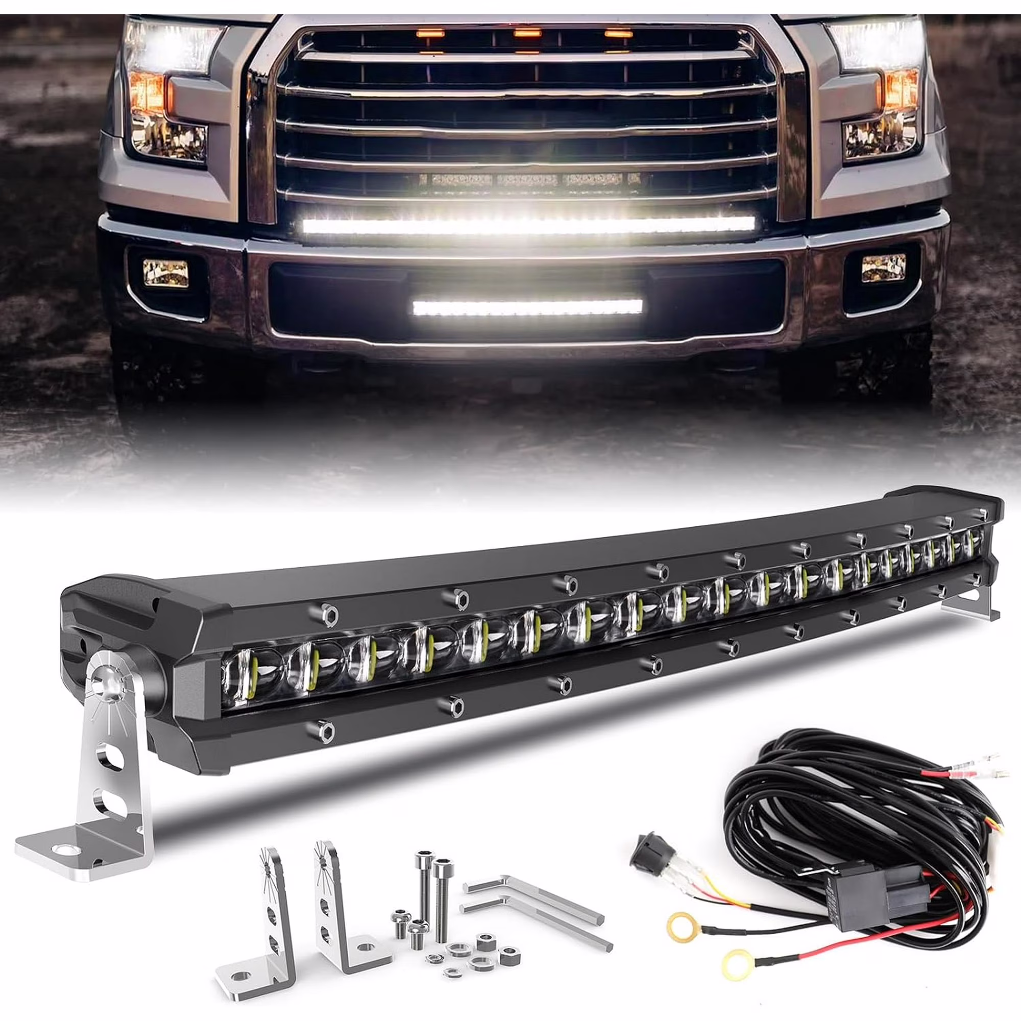 22inch Dual Row Spot LED Light Bar Off Road ATV Driving Light for Jeep Trucks Polaris ATV UTV Boat