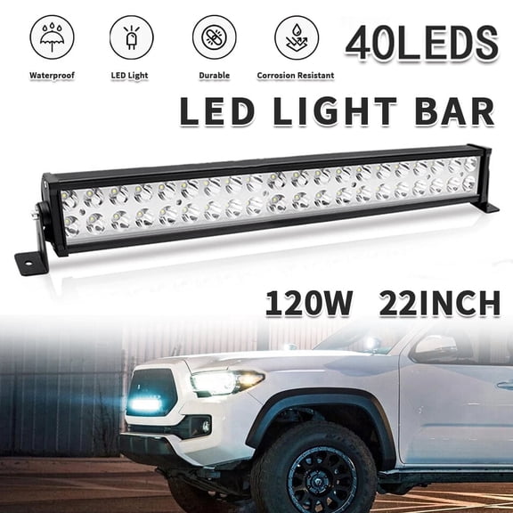 22 Inch 120W LED Light Bar, IP67 Waterproof 120W Spot Flood Combo Off Road Work Light Bar, Adjustable Aluminum Mount Driving Fog Lamp for Truck Jeep ATV UTV SUV Boat Tractor