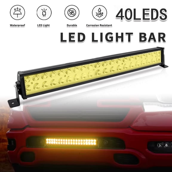 22 Inch 120W Yellow LED Light Bar, Waterproof Off Road LED Work Light, Fog Light Bar for Trucks, SUV, ATV, UTV, Jeep, Boat, Driving Light
