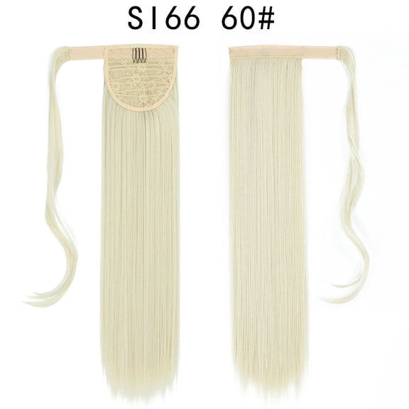 22Inch Synthetic Long Straight Ponytail Hair Extension Wrap Around Clip In Ponytail Hair Heat Reistan Pony Tail Hairpiece Blonde