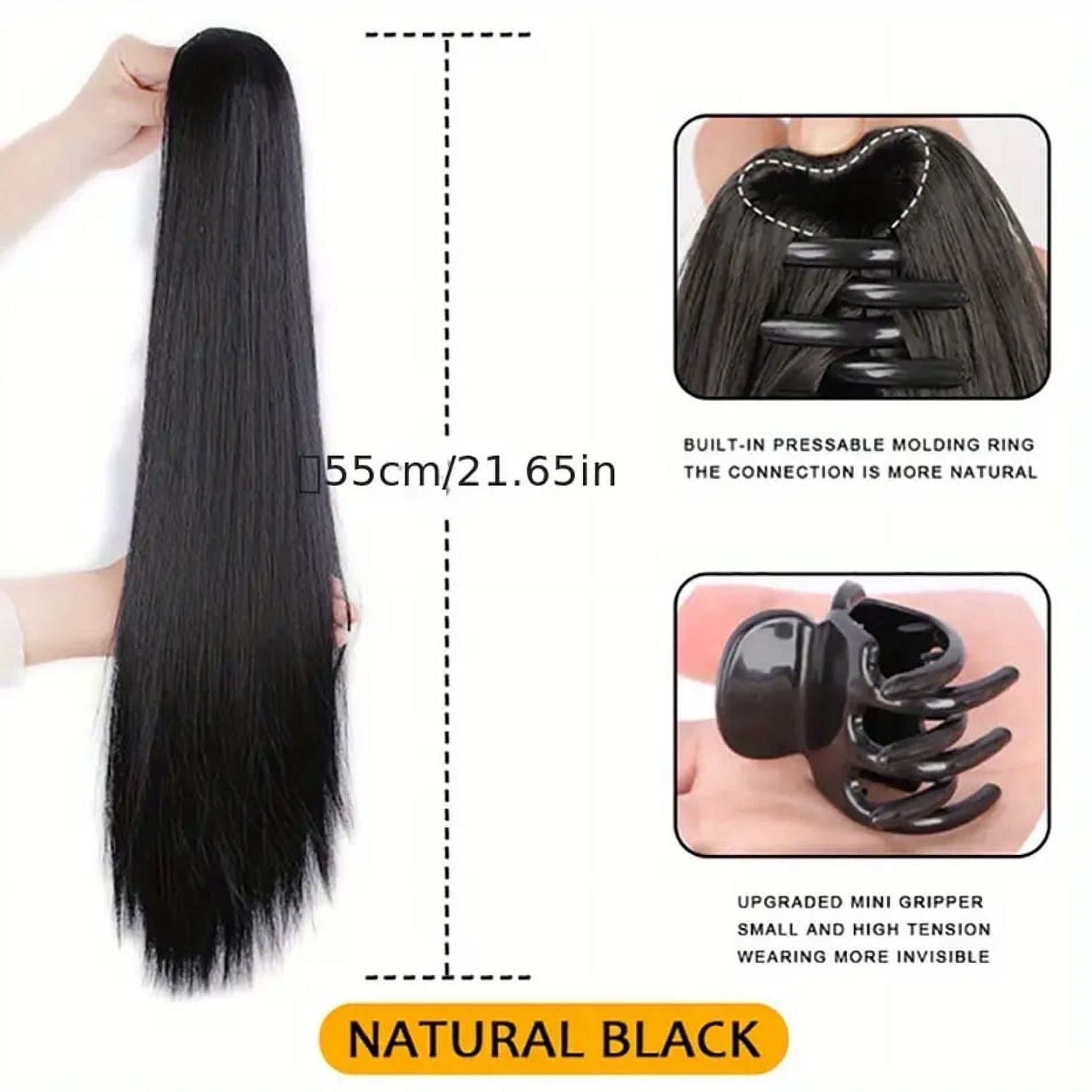 22Inches Long Straight Synthetic Claw Clip Ponytail Extension Brown Black Synthetic Ponytail Wig With Mini Claw Clip For Women