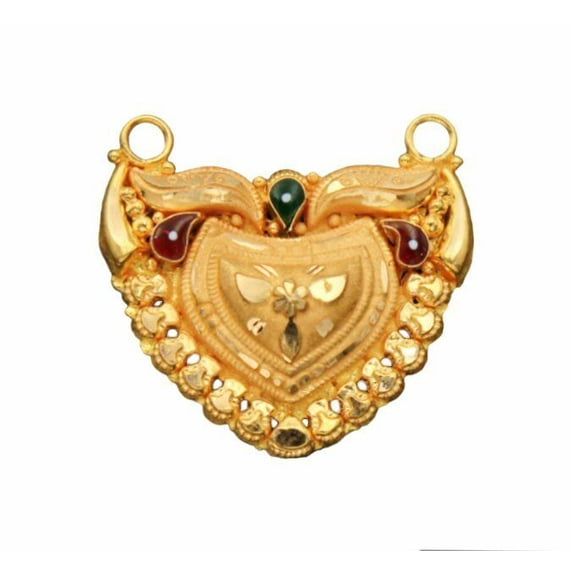 22K/18K Real Certified Fine Yellow Gold Abstract Mangalsutra Pendant